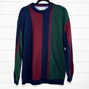 Timber Trail Vintage Blue‎ Red Stripe Preppy Acrylic Knit Sweater Size XL